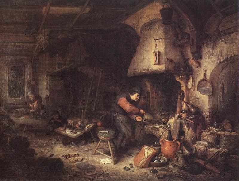 OSTADE, Adriaen Jansz. van Alchemist agg Norge oil painting art